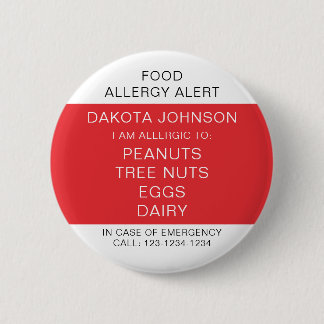 RED Kids Personalised Allergy I Am Allergic To 6 Cm Round Badge