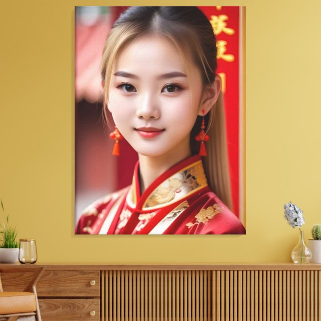 red kimono canvas print (Insitu(LivingRoom))