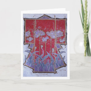 Red Kimono with Poppies Card