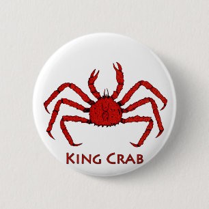 Red King Crab (colour illustration) 6 Cm Round Badge