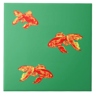red kingyo ceramic tile
