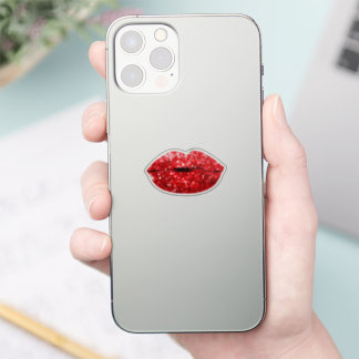Red Kiss lips Makeup Glitter Effect 