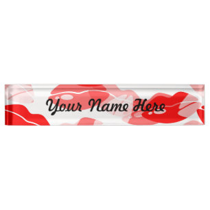 Red Kiss Love Lips Design Nameplate