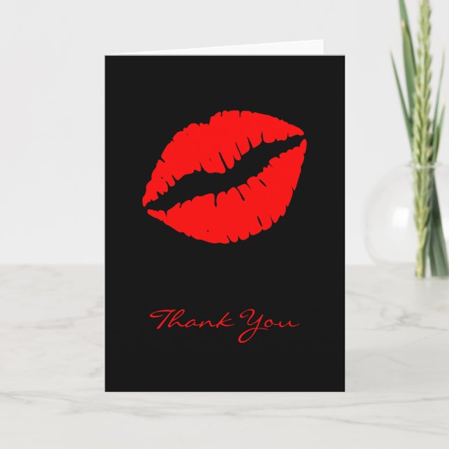 Red Kiss Thank You Card (Front)
