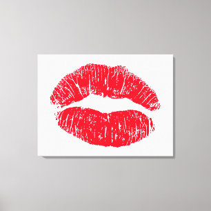 Red Kissing Lips Canvas Print
