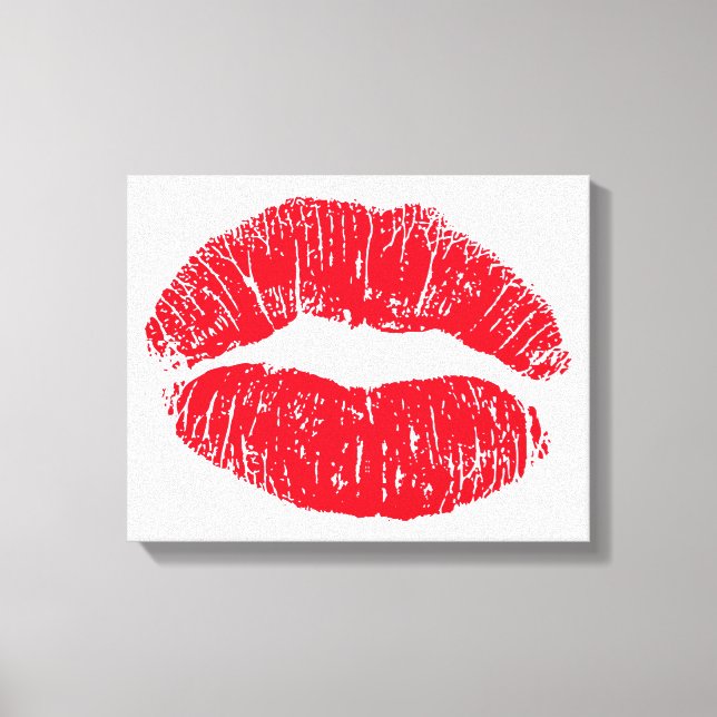 Red Kissing Lips Canvas Print (Front)