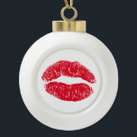 Red Kissing Lips Ceramic Ball Christmas Ornament<br><div class="desc">Red kissing lips form a pattern that might be made with lipstick. It’s something for your love on Valentine’s Day or any other time of the year you feel romantic. Enjoy the romance of this kissing lips pattern.</div>