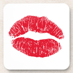 Red Kissing Lips Coaster