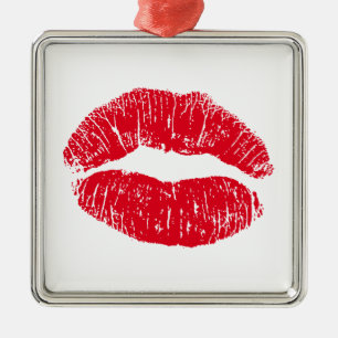 Red Kissing Lips Metal Tree Decoration