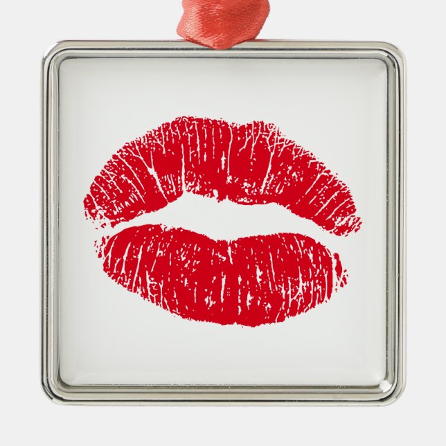 Red Kissing Lips Metal Tree Decoration (Front)