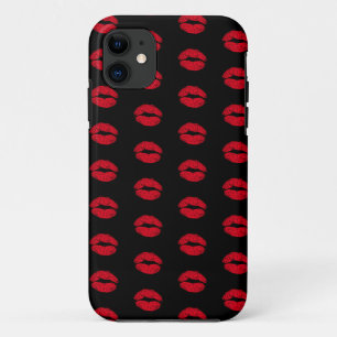 Red Kissing Lips Pattern iPhone 11 Case