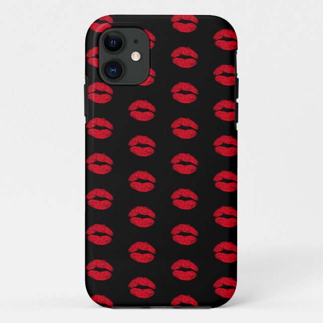 Red Kissing Lips Pattern Case-Mate iPhone Case (Back)