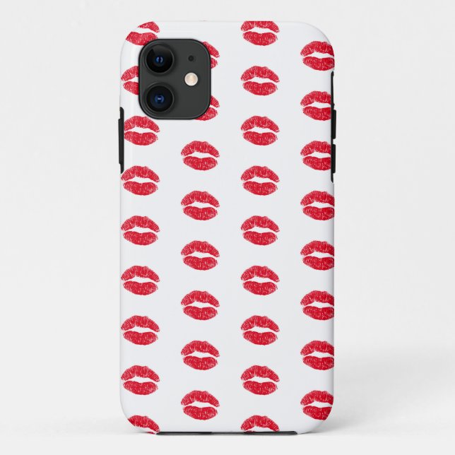 Red Kissing Lips Pattern Case-Mate iPhone Case (Back)