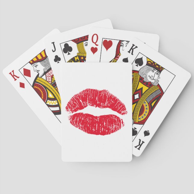 Red Kissing Lips Playing Cards (Back)
