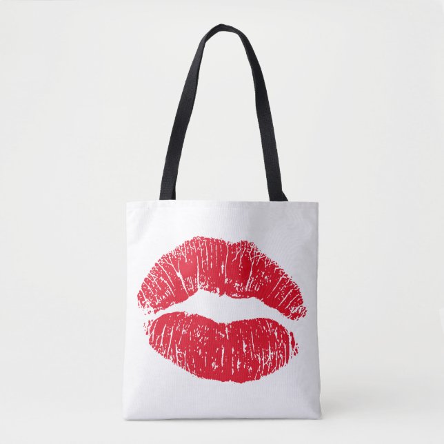 Red Kissing Lips Tote Bag (Front)