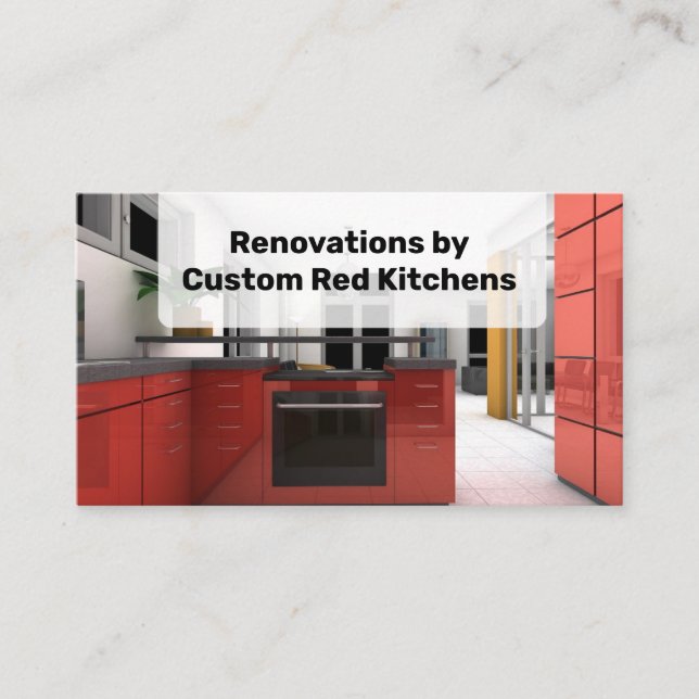Red Kitchen Home Improvements Renovations Business Card (Front)