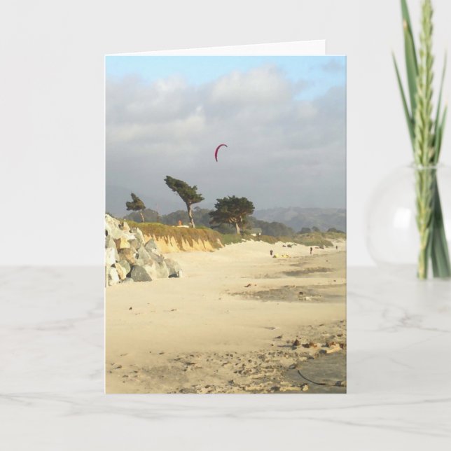 Red Kite and Clouds, Half Moon Bay Card (Front)