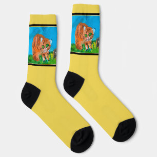 Red Kitten Crew Socks