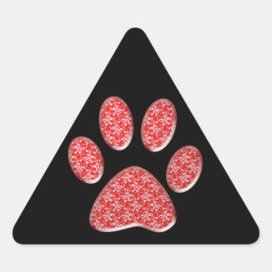 red kitty paw print triangle sticker
