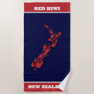 Red Kiwi New Zealand Beach Towel