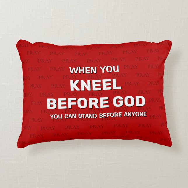 Red KNEEL BEFORE GOD Prayer Accent Pillow (Front)