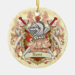 Red Knight Family Crest Surname Ceramic Tree Decoration