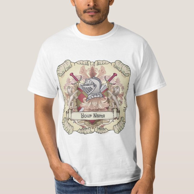 Red Knight Family Crest Surname T-Shirt (Front)