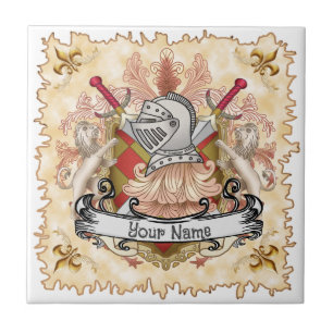 Red Knight Family Crest Surname Tile