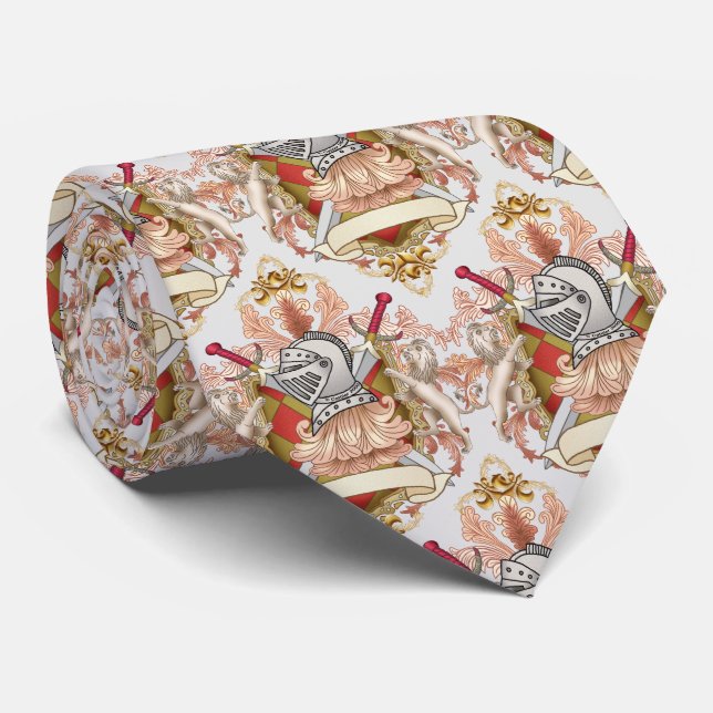 Red Knight Family Crest  Tie (Rolled)