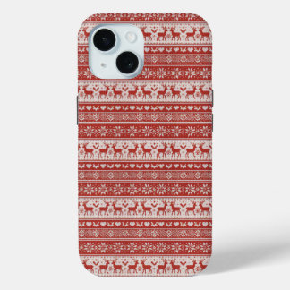 Red Knit Christmas iPhone 15 Case