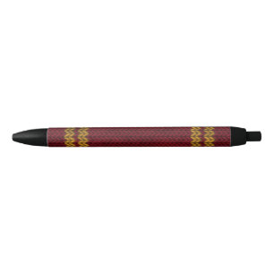 Red Knit-look Stripe Pattern Black Ink Pen