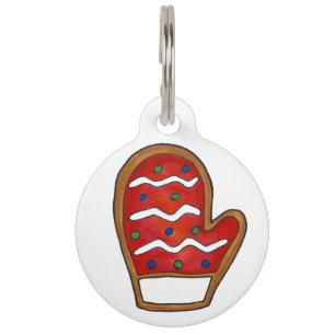 Red Knit Mitten Dog Cat Hi I'm Mittens Winter Pet Tag