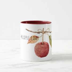 Red Knitted Apple A Day Mug