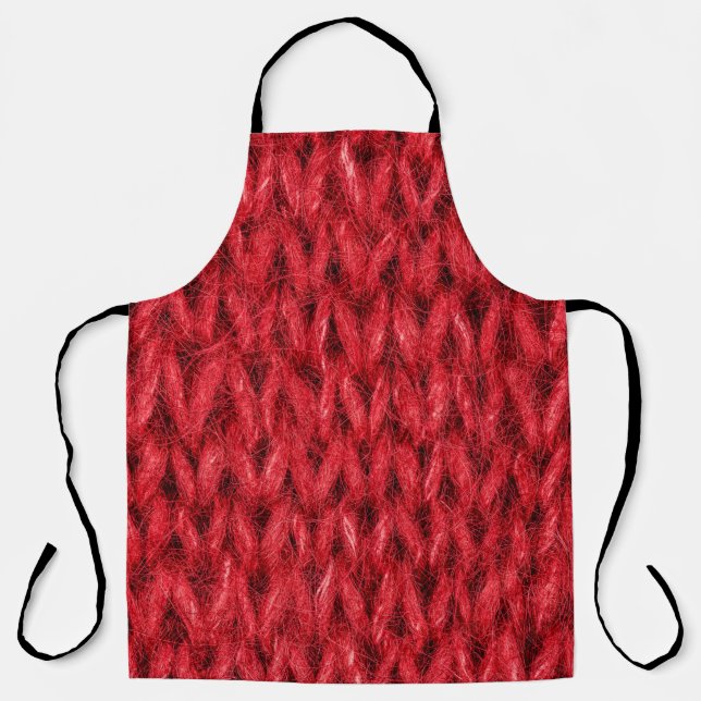 Red knitting wool texture background. apron (Front)