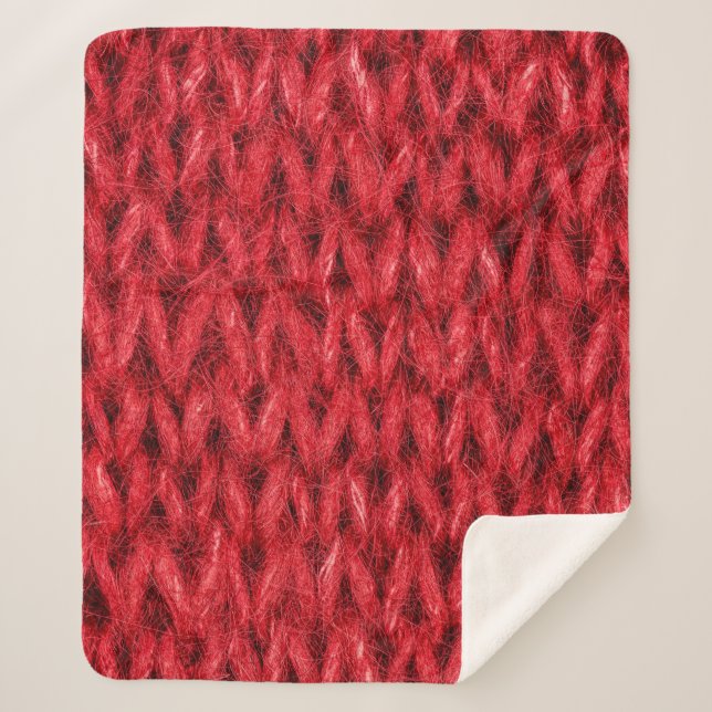 Red knitting wool texture background. sherpa blanket (Front)
