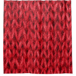 Red knitting wool texture background. shower curtain
