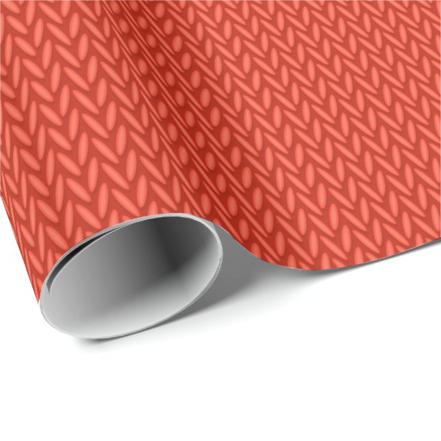 Red knitting wool texture background wrapping paper (Roll Corner)