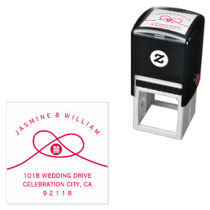 Red Knot Circle Double Happiness Chinese Wedding Self-inking Stamp