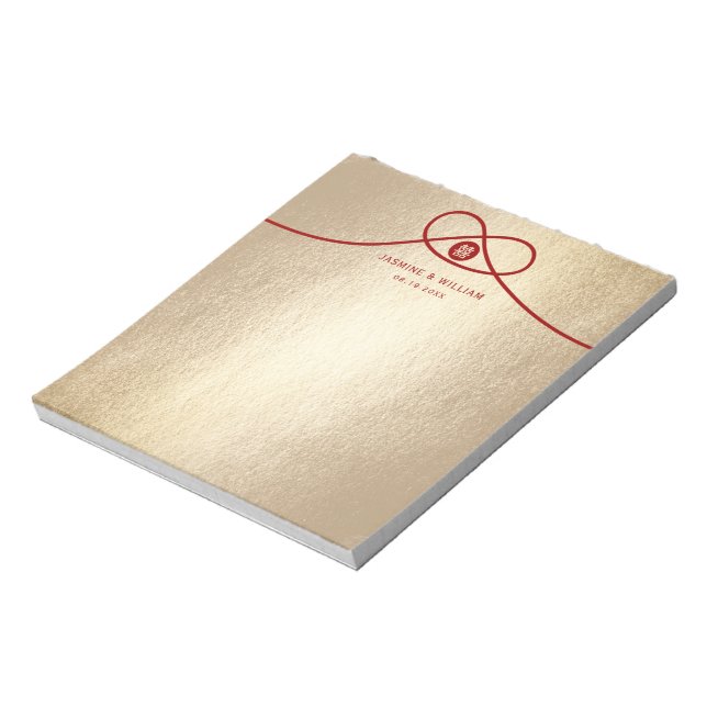 Red Knot Double Happiness Chinese Wedding Notepad (Rotated)