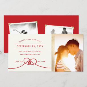 Red Knot Double Happiness Chinese Wedding Photo Save The Date
