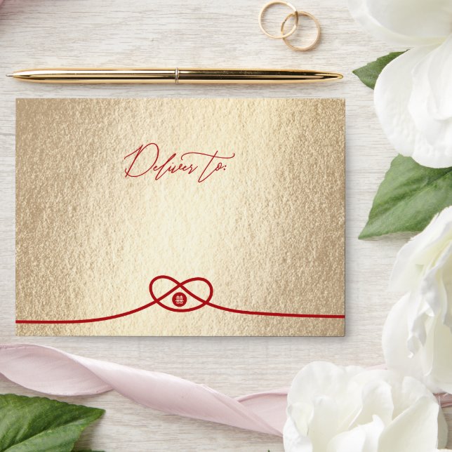 Red Knot Double Happiness Stylish Chinese Wedding Envelopes (Wedding)