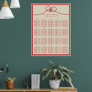 Red Knot Double Happiness Wedding Seating Chart