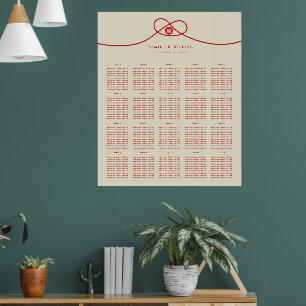 Red Knot Double Happiness Wedding Seating Chart