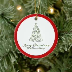Red Knot Modern Christmas Ceramic Tree Decoration