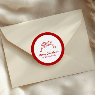 Red Knot Modern Christmas Classic Round Sticker