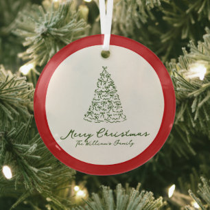 Red Knot Modern Christmas Glass Tree Decoration