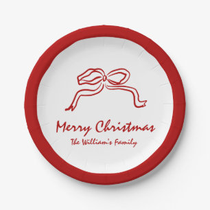 Red Knot Modern Christmas  Paper Plate