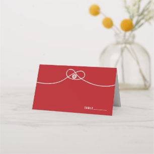 Red Knot Union 囍 Double Happiness Chinese Wedding Place Card