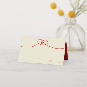 Red Knot Union 囍 Double Happiness Chinese Wedding Place Card