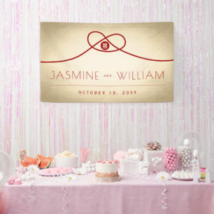 Red Knot Union Double Happiness Chinese Wedding Banner